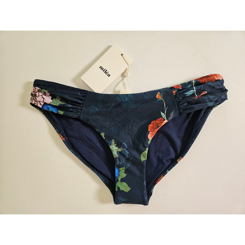 NWT Melia Eastern Ruched Side Hipster Bikini Bottoms, Size US 10